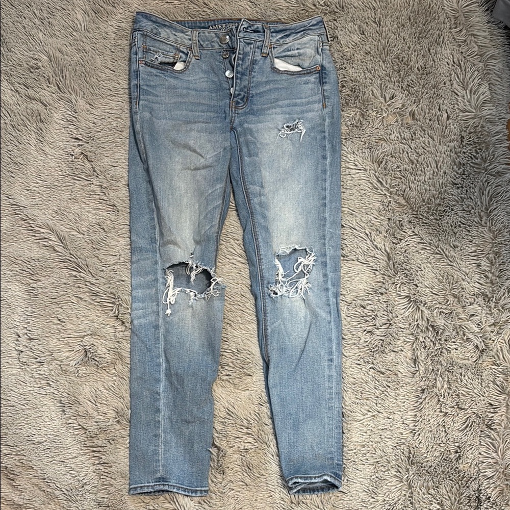 American Eagle Outfitters Blue Skinny Jeans Distressed
